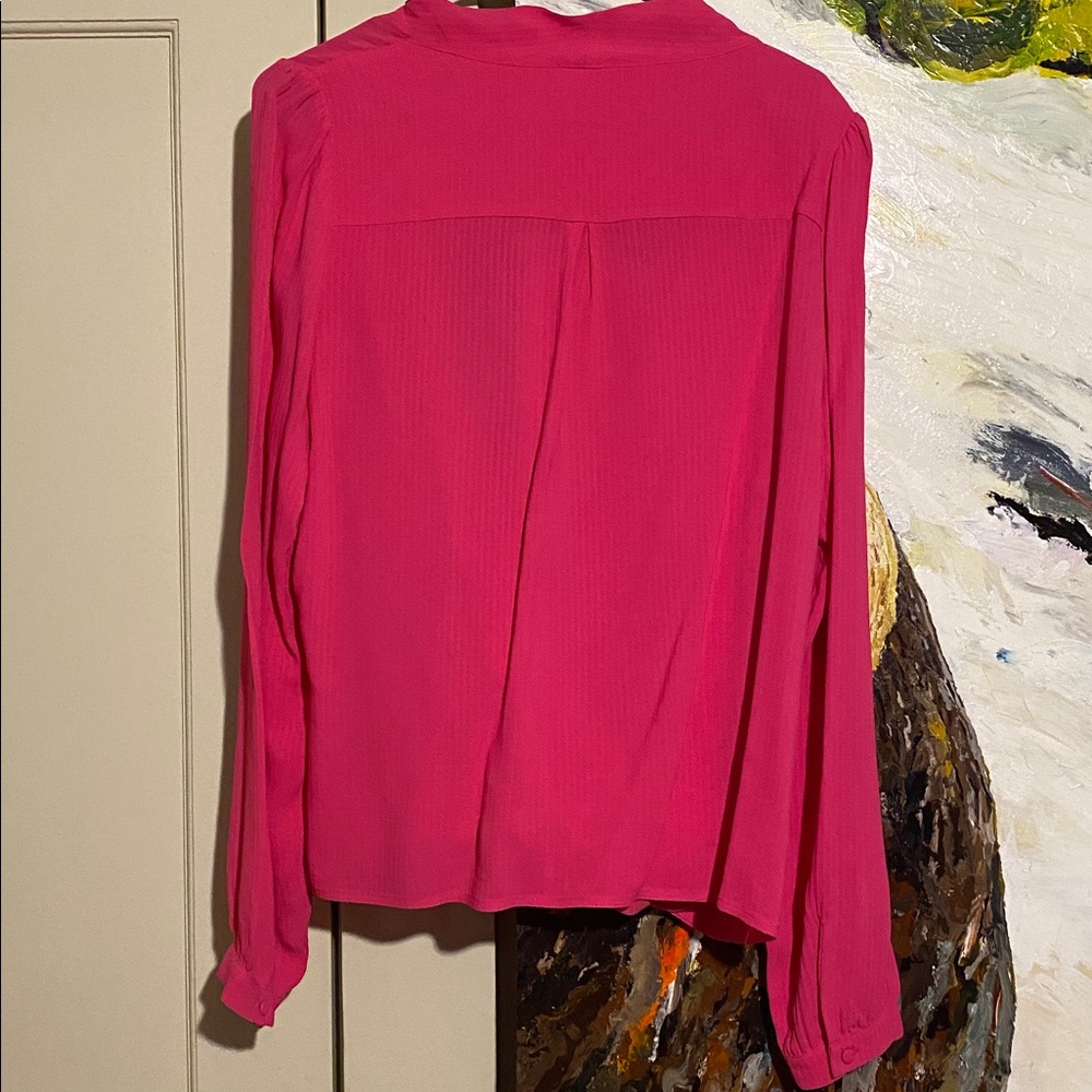 Sezane Hot Pink Wrap Blouse - Picture 6 of 9